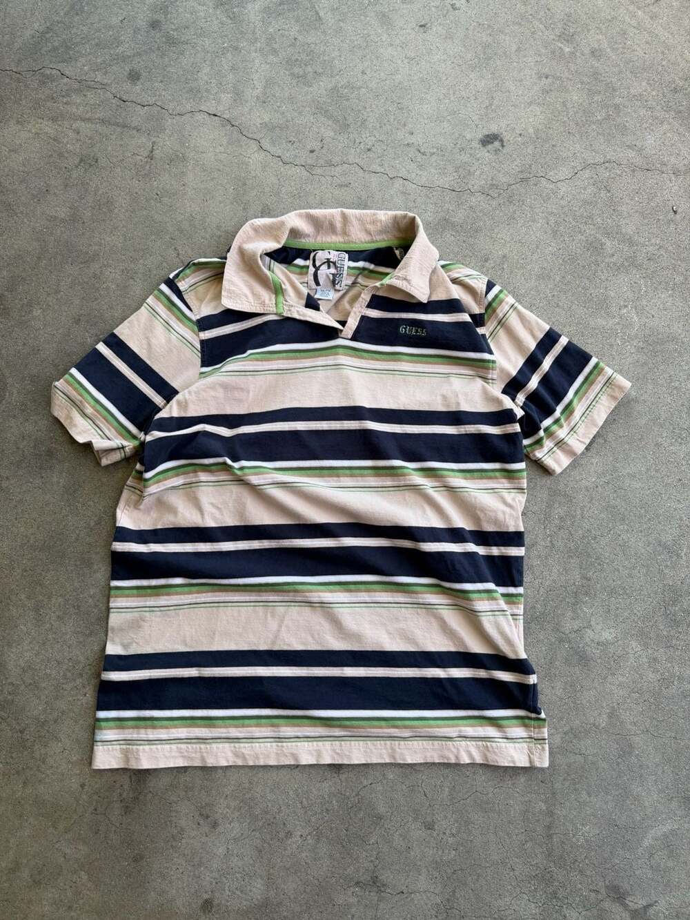 Vintage Y2K Guess Striped Short Sleeve Polo Shirt